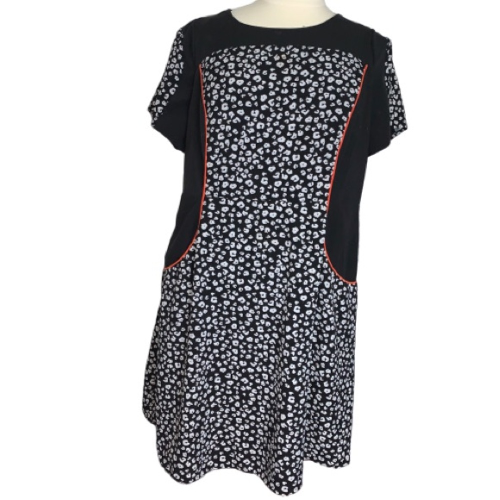 City Chic Dress Black White Animal Print 22W